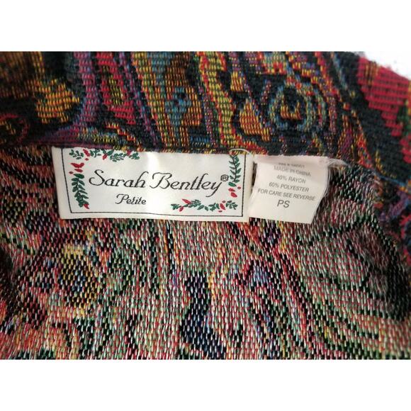Sarah Bentley Tapestry Blazer Jacket Career 3-Button Sz PS Floral Motif Vintage - Picture 4 of 12